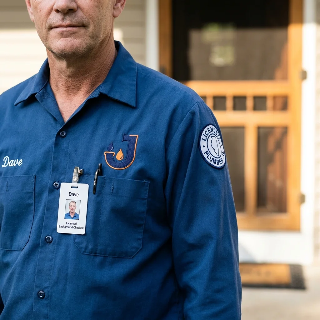 Licensed plumber showing ID badge in White House, TN