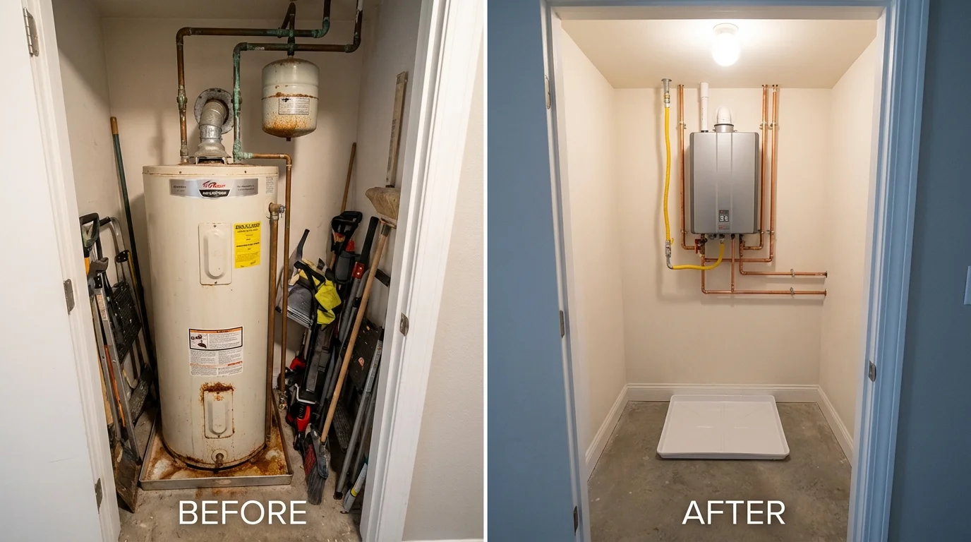 Tank water heater versus wall-mounted tankless unit comparison for White House, TN homeowners